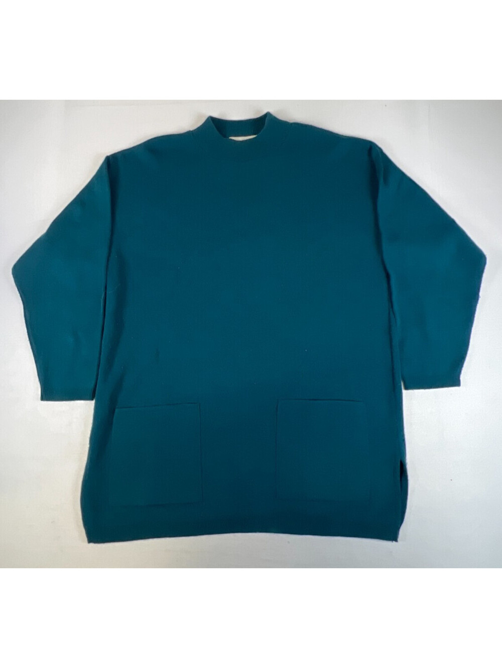 Vintage Karen Lessly Women's M Teal Solid Acrylic Long Sleeve Sweater